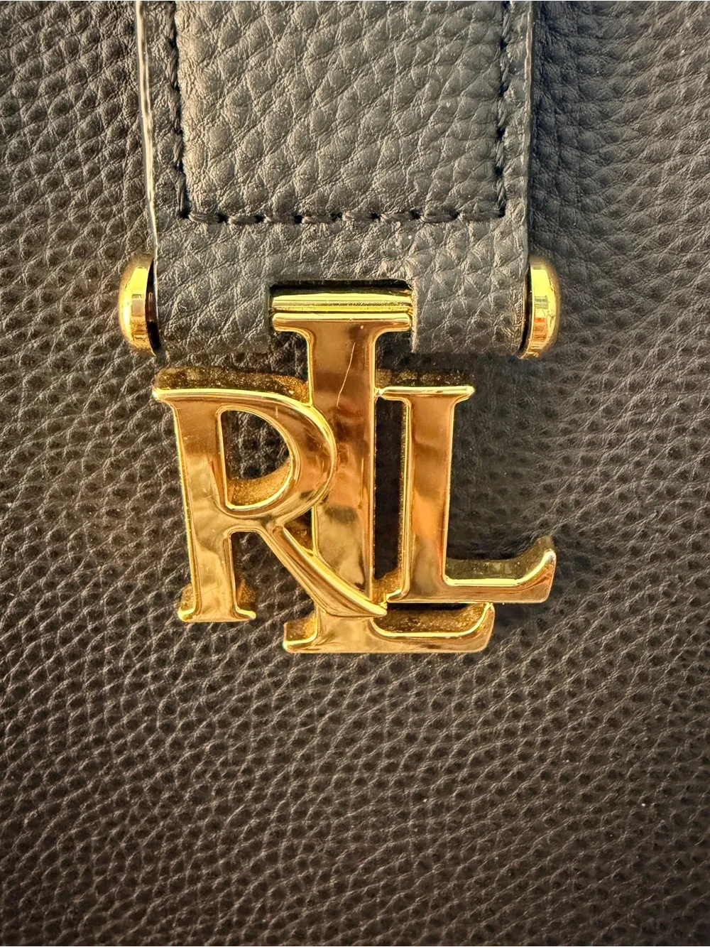 Lauren Ralph Lauren Black Leather Carrington Brigitte Tote